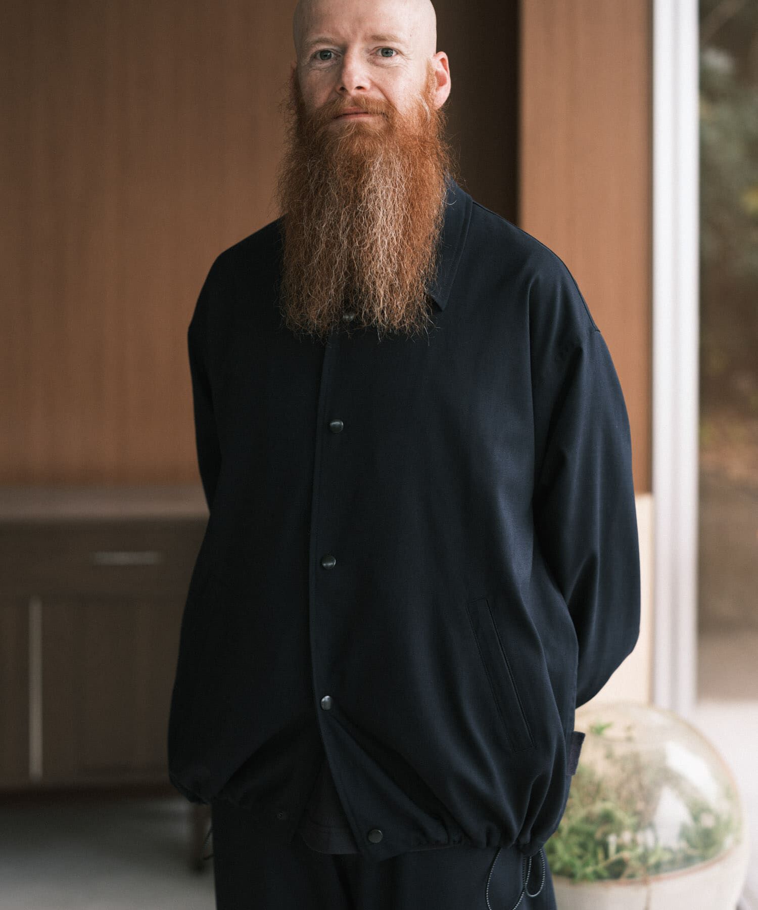 URBAN RESEARCH「Wide Dad　COACH JACKET」|ノーカラーコート|ネイビー