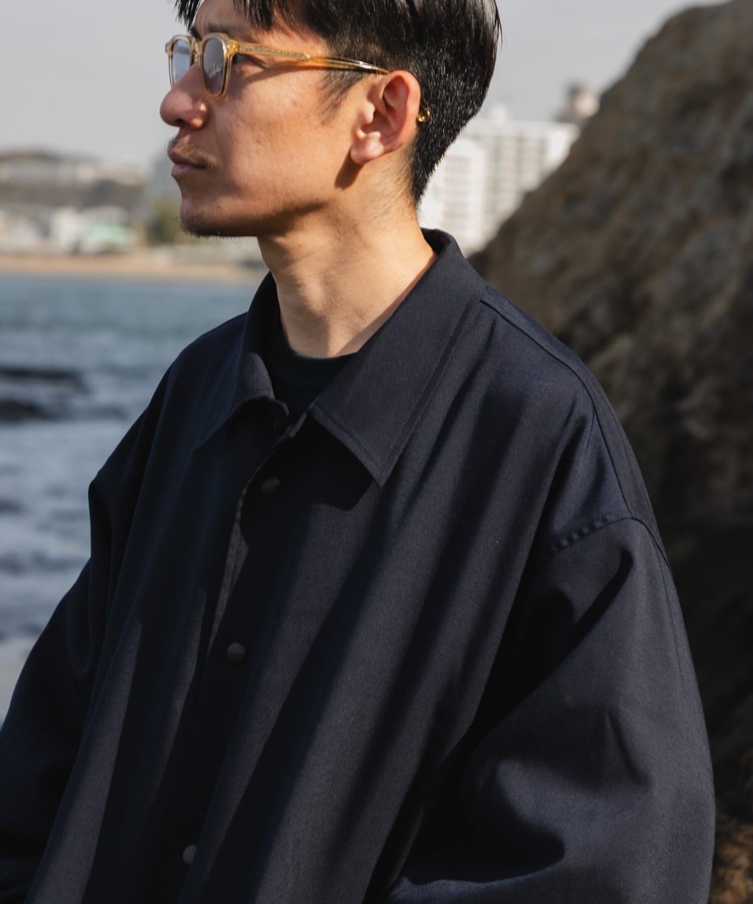 URBAN RESEARCH「Wide Dad　COACH JACKET」|ノーカラーコート|
