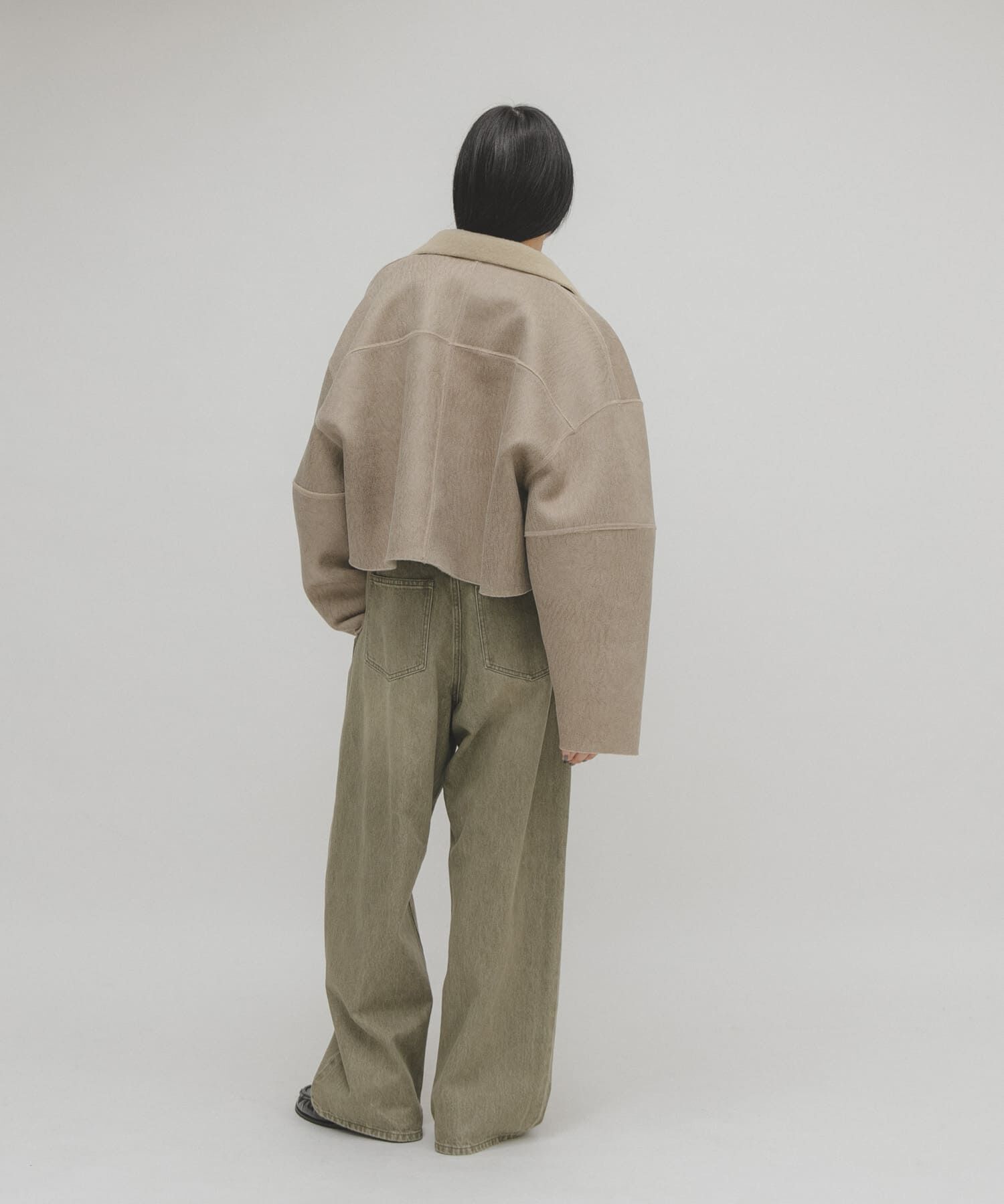  「リバーシブルボアジャケット」|ノーカラーコート|