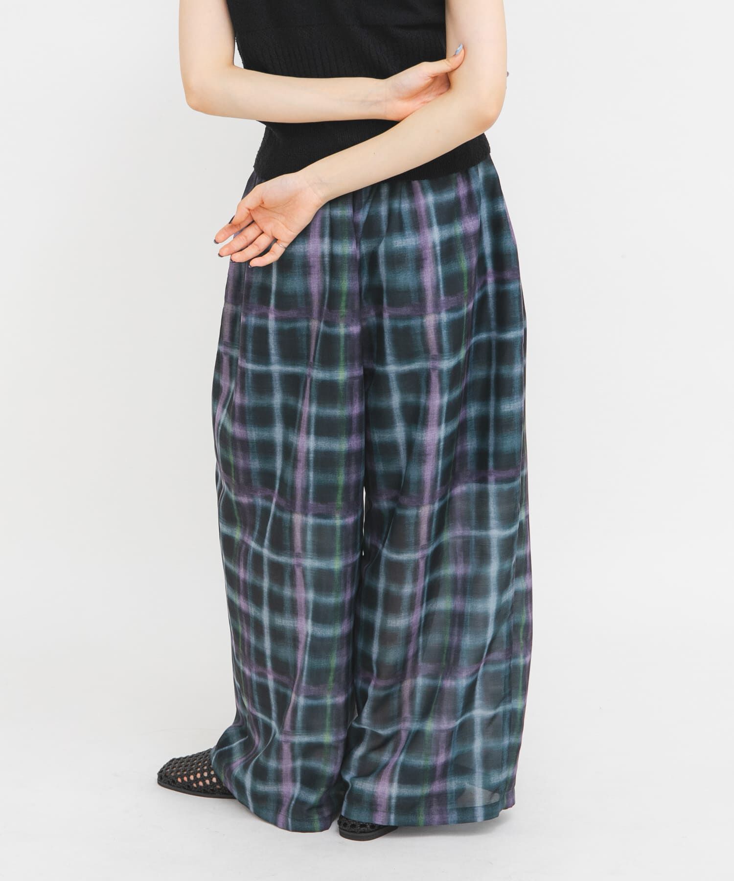  「シアーチェックWIDEパンツ」|その他|