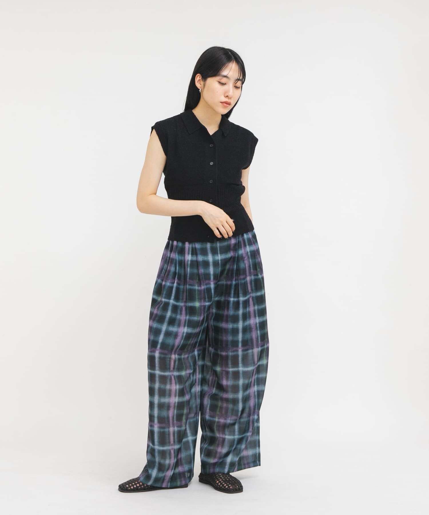  「シアーチェックWIDEパンツ」|その他|