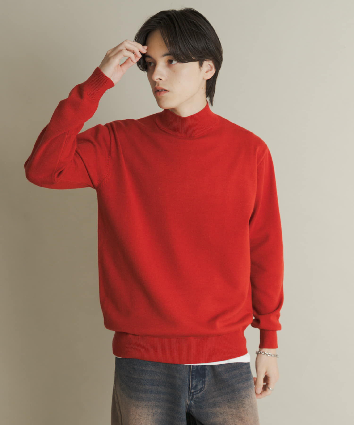 SENSE OF PLACE by URBAN RESEARCH「『一部WEB限定カラー』『洗濯可/毛玉防止』ストレッチモックネックニット」|ニット・セーター|