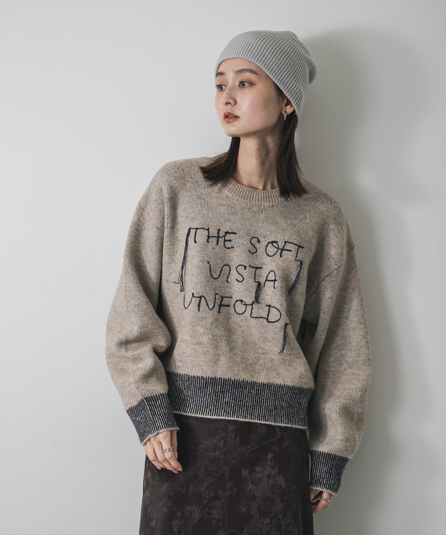 SENSE OF PLACE by URBAN RESEARCH「ロゴシシュウバイカラーリブニット」|ニット・セーター|ベージュ