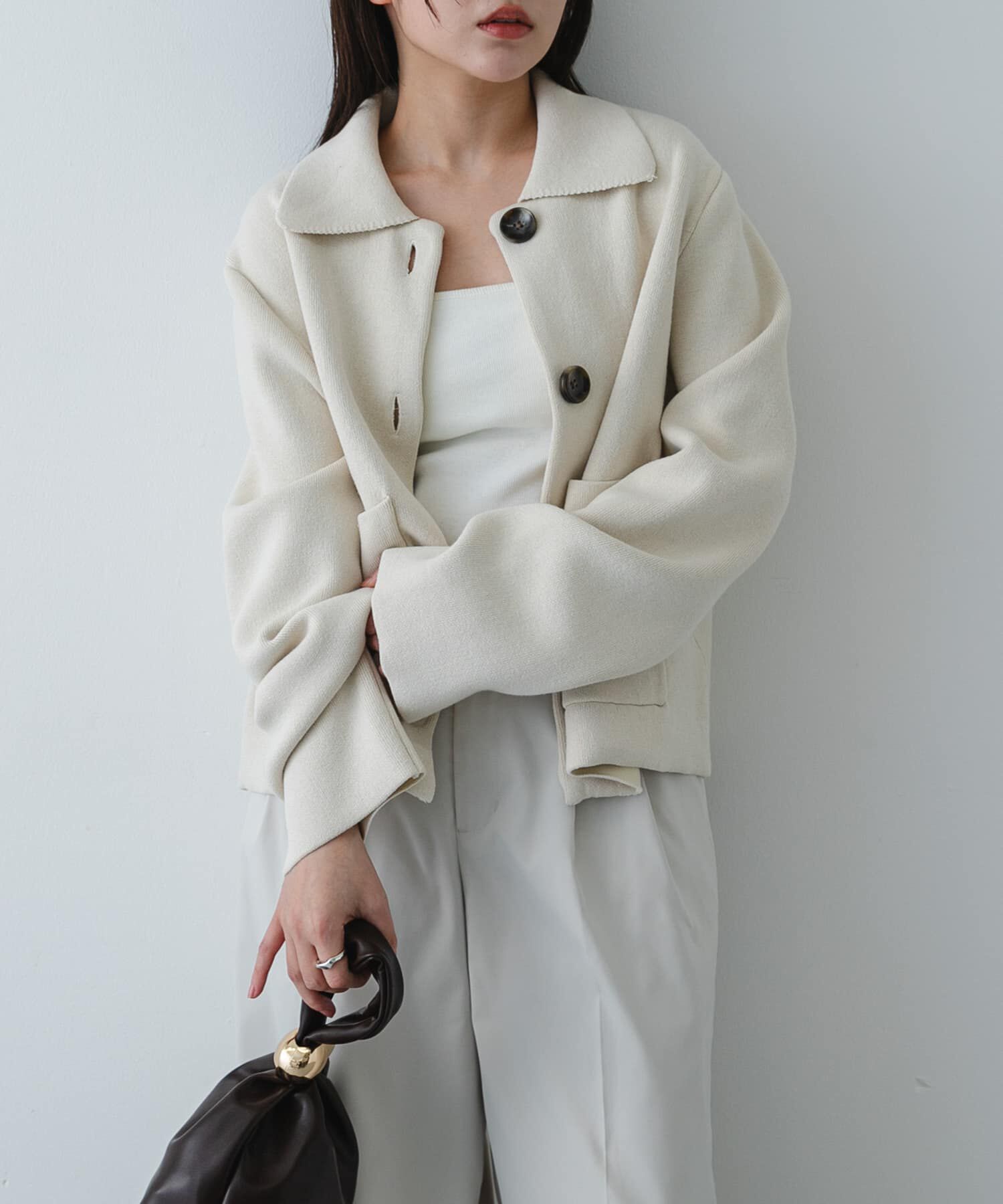 SENSE OF PLACE by URBAN RESEARCH「『洗濯可』ビックボタンニットジャケット」|ニット・セーター|アイボリー