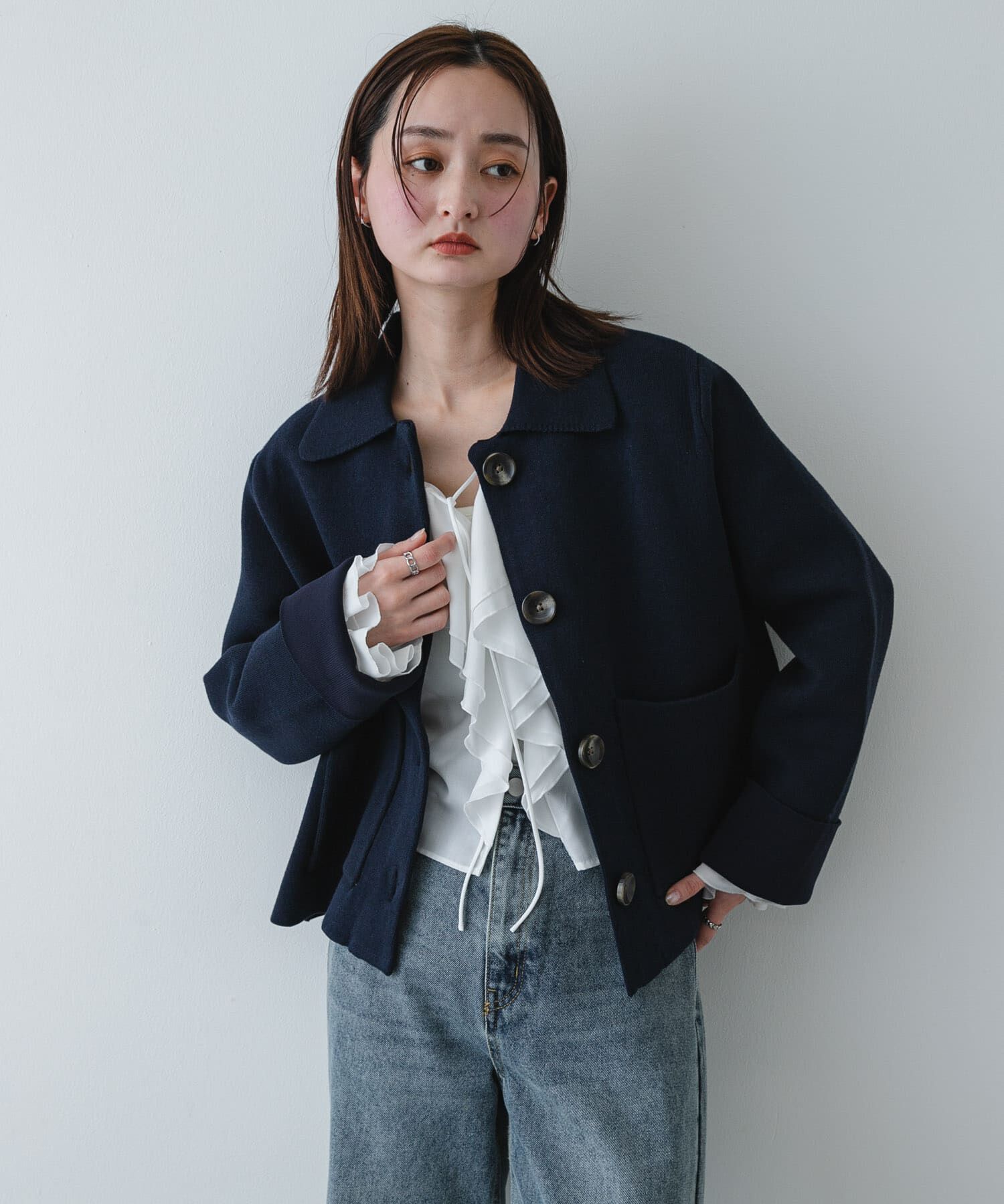 SENSE OF PLACE by URBAN RESEARCH「『洗濯可』ビックボタンニットジャケット」|ニット・セーター|