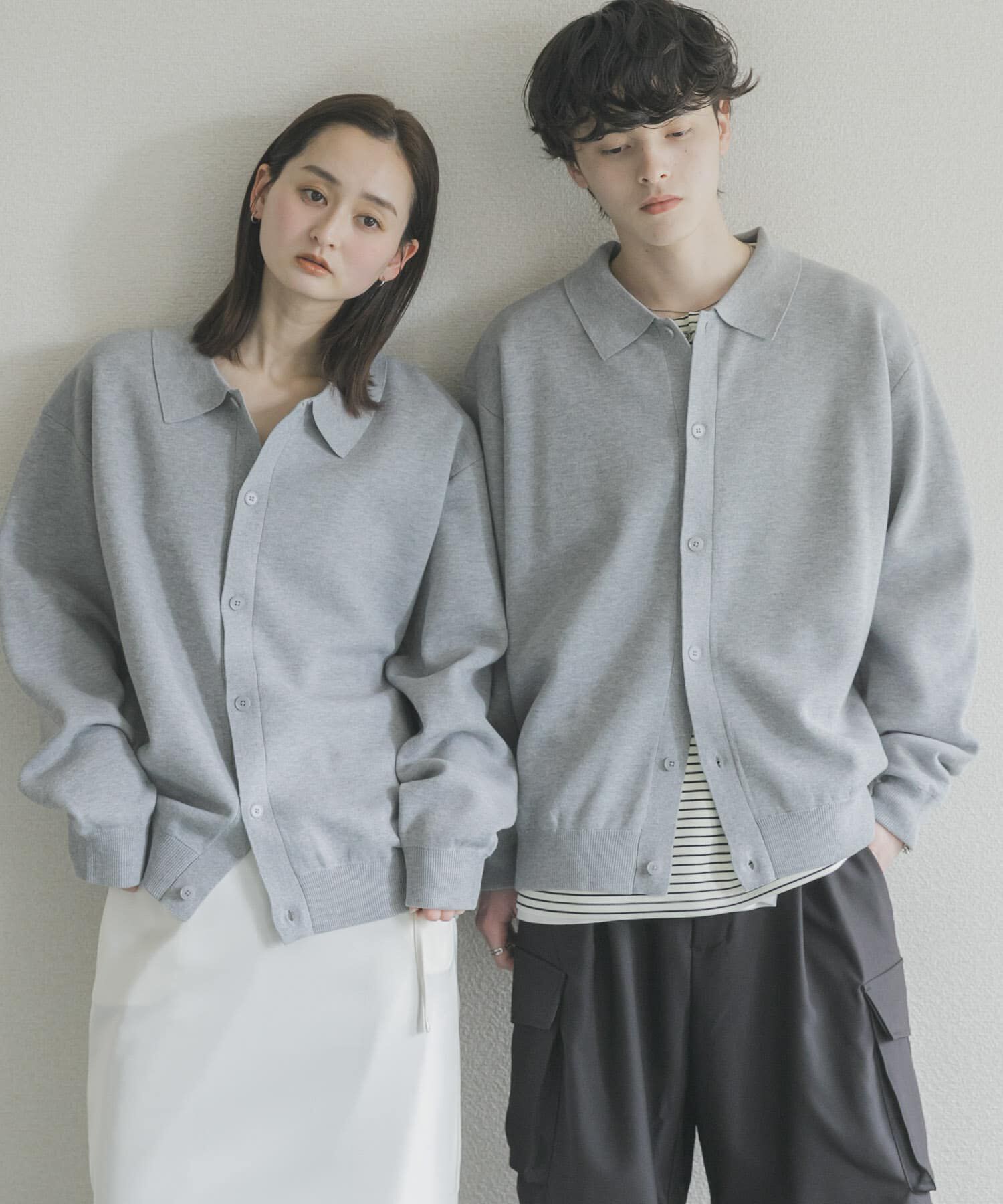 SENSE OF PLACE by URBAN RESEARCH「『ユニセックス』『洗濯可』スウェットライクポロカーディガン」|カーディガン|ライトグレー