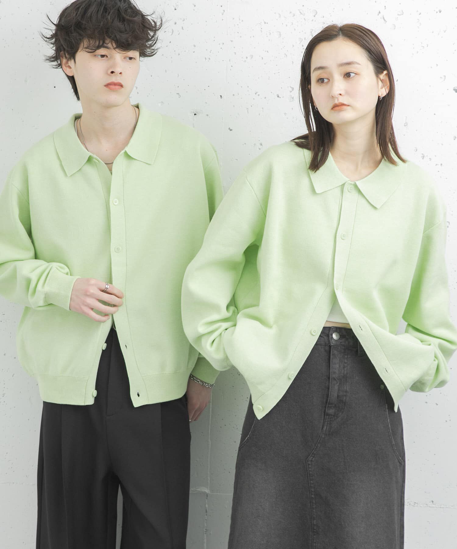 SENSE OF PLACE by URBAN RESEARCH「『ユニセックス』『洗濯可』スウェットライクポロカーディガン」|カーディガン|ミント