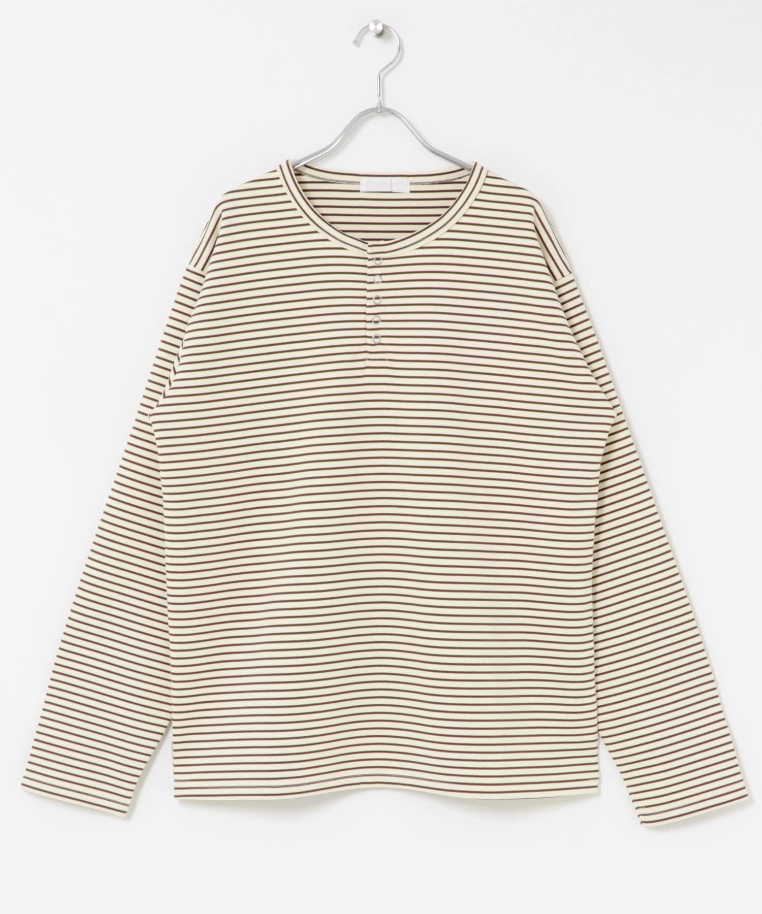 SENSE OF PLACE by URBAN RESEARCH「ボーダーヘンリーネックロングTシャツ」|Tシャツ・カットソー|