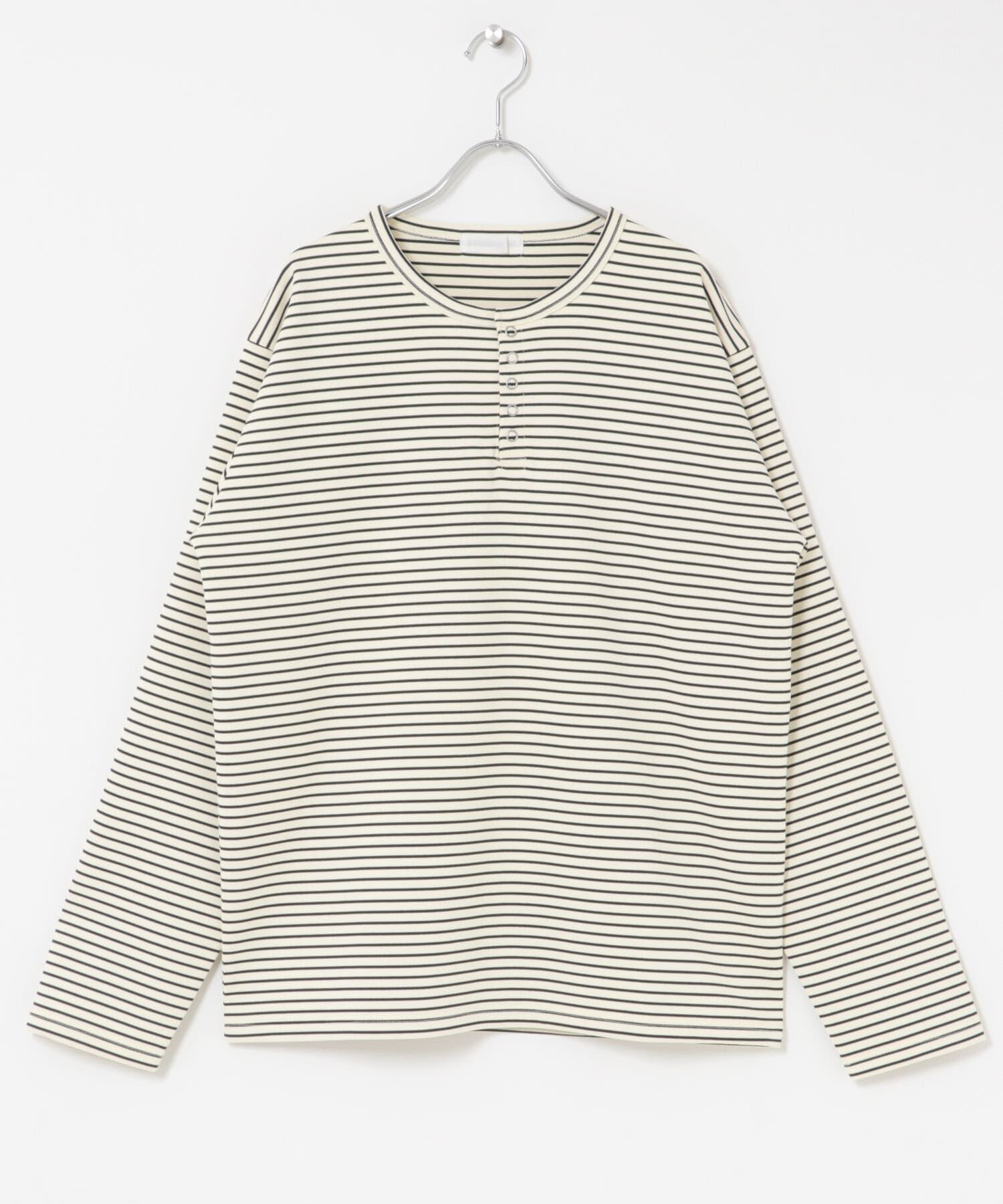 SENSE OF PLACE by URBAN RESEARCH「ボーダーヘンリーネックロングTシャツ」|Tシャツ・カットソー|