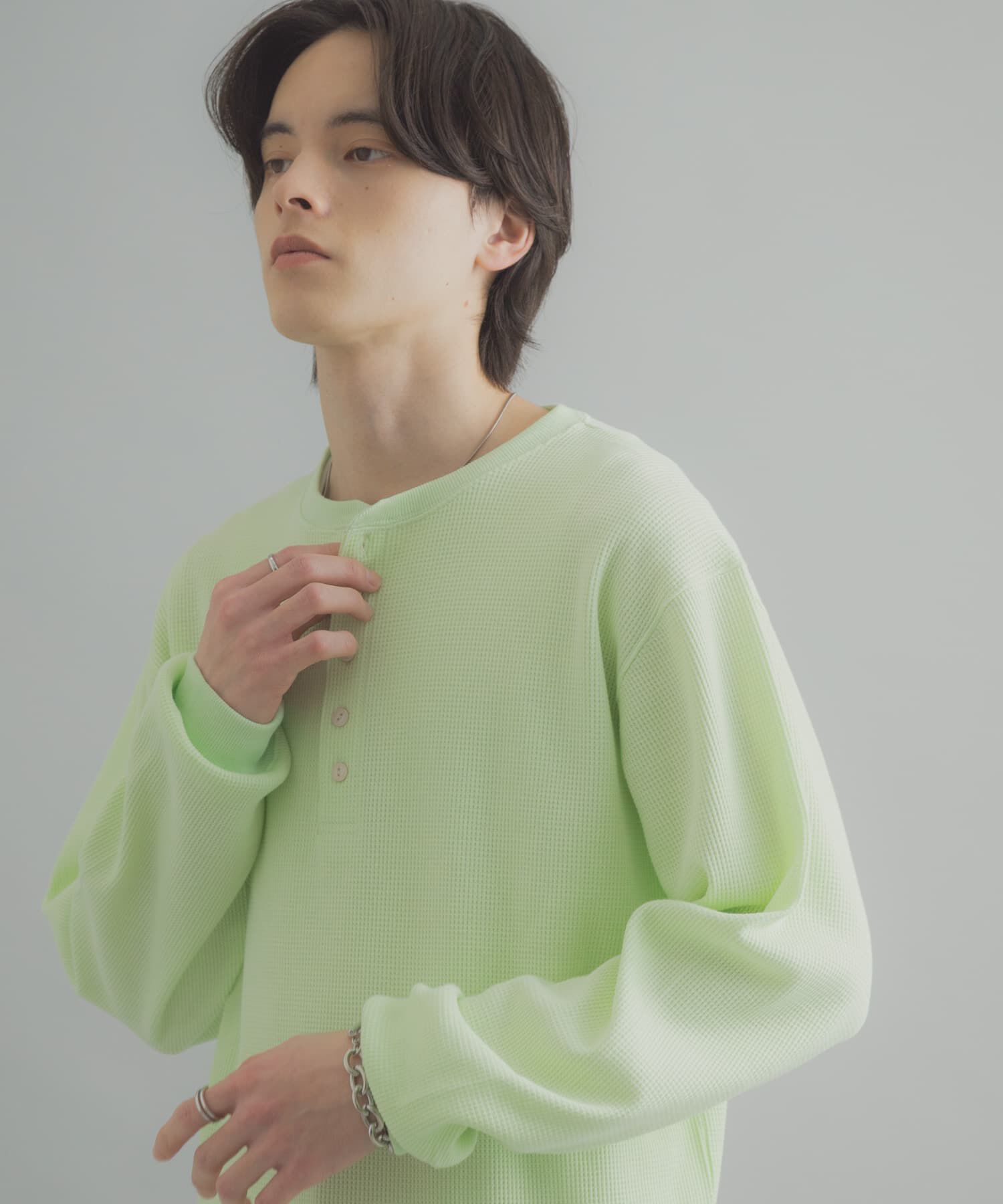 SENSE OF PLACE by URBAN RESEARCH「ワッフルヘンリーネックロングTシャツ」|Tシャツ・カットソー|