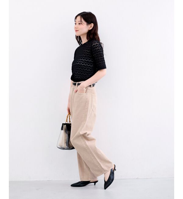  「《WEB限定アイテム》ストレッチレースハーフスリーブプルオーバー」|Tシャツ・カットソー|