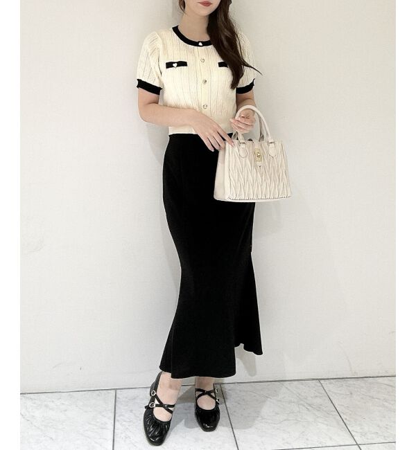  「バイカラーケーブルニットカーデ」|カーディガン|アイボリー