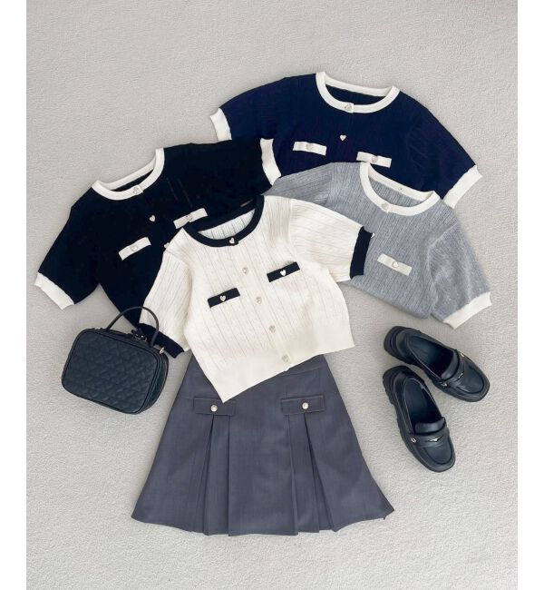  「バイカラーケーブルニットカーデ」|カーディガン|