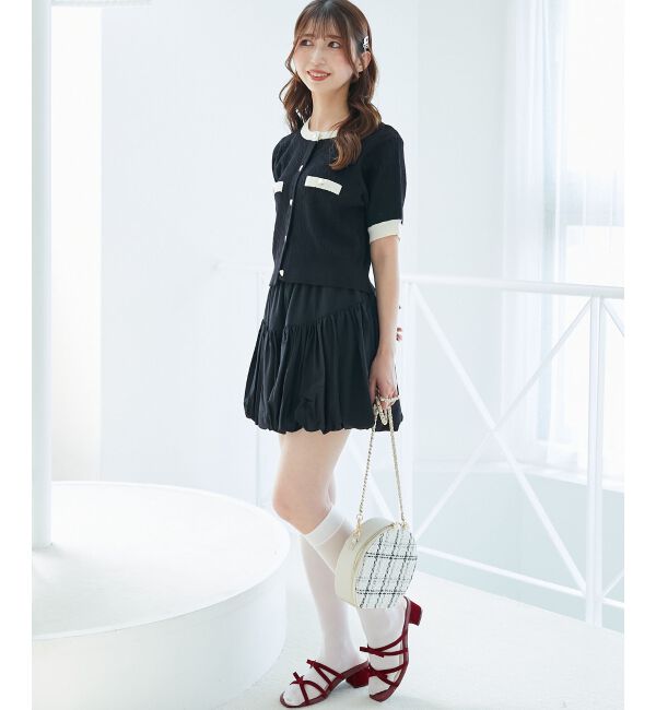  「バイカラーケーブルニットカーデ」|カーディガン|