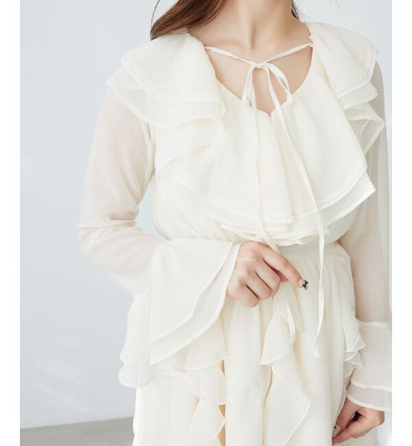  「エアリーラッフルフリルミニワンピース」|ワンピース|