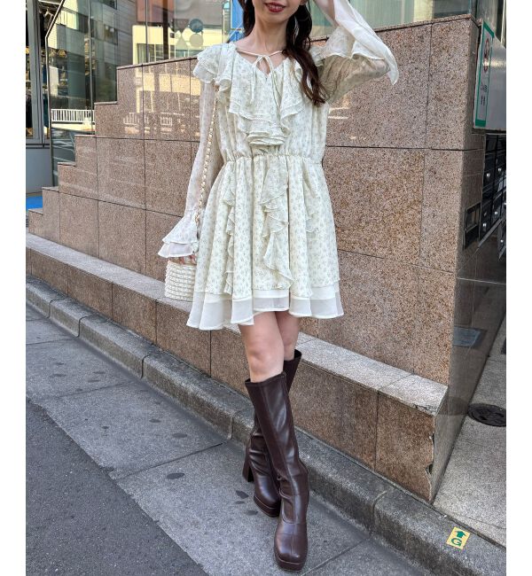  「エアリーラッフルフリルミニワンピース」|ワンピース|