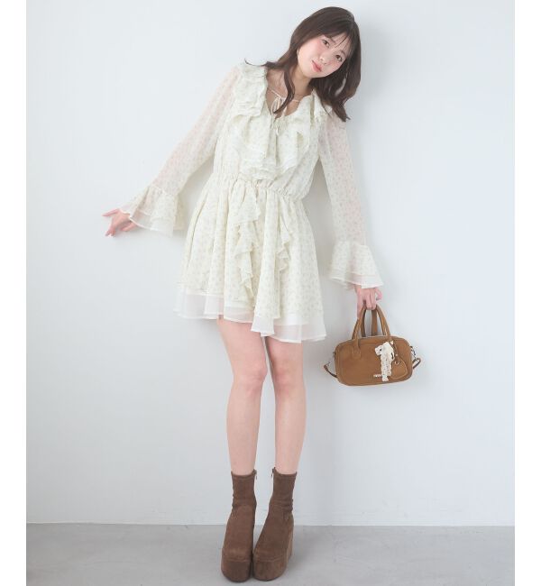  「エアリーラッフルフリルミニワンピース」|ワンピース|