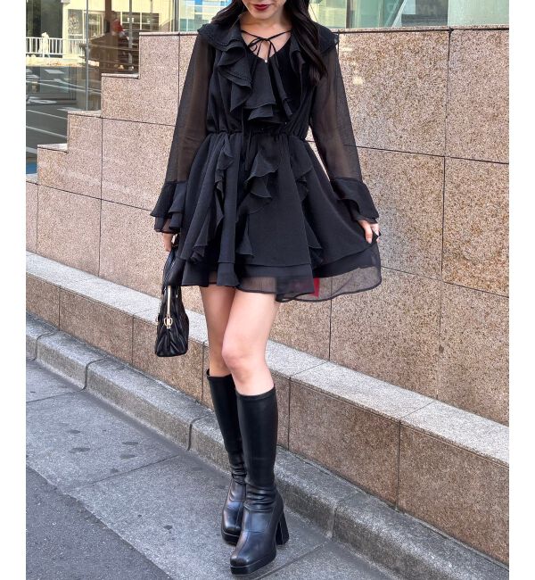  「エアリーラッフルフリルミニワンピース」|ワンピース|