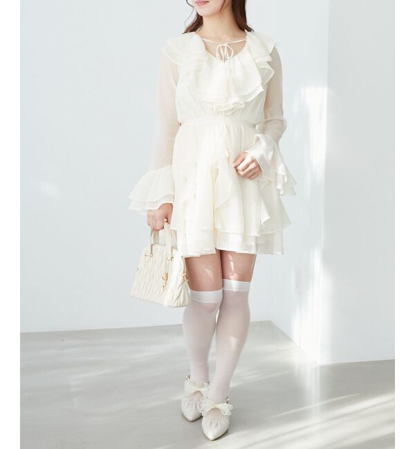  「エアリーラッフルフリルミニワンピース」|ワンピース|