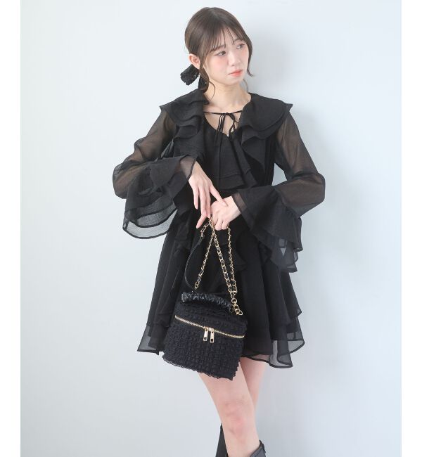  「エアリーラッフルフリルミニワンピース」|ワンピース|ブラック