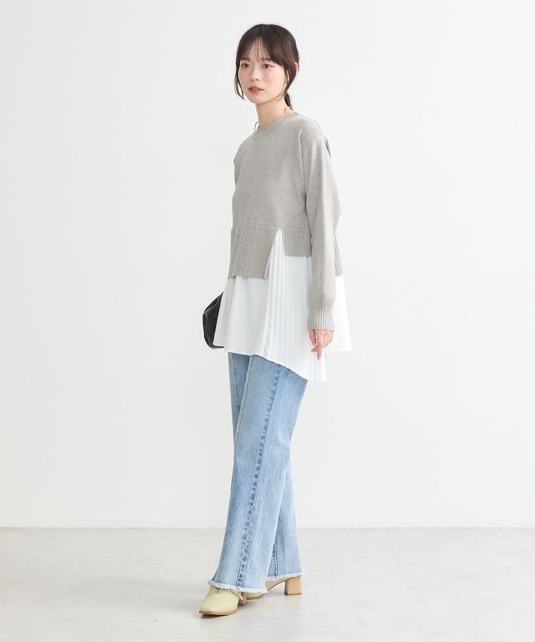 earth music&ecology「アシンメトリープリーツドッキングプルオーバー」|チュニック|