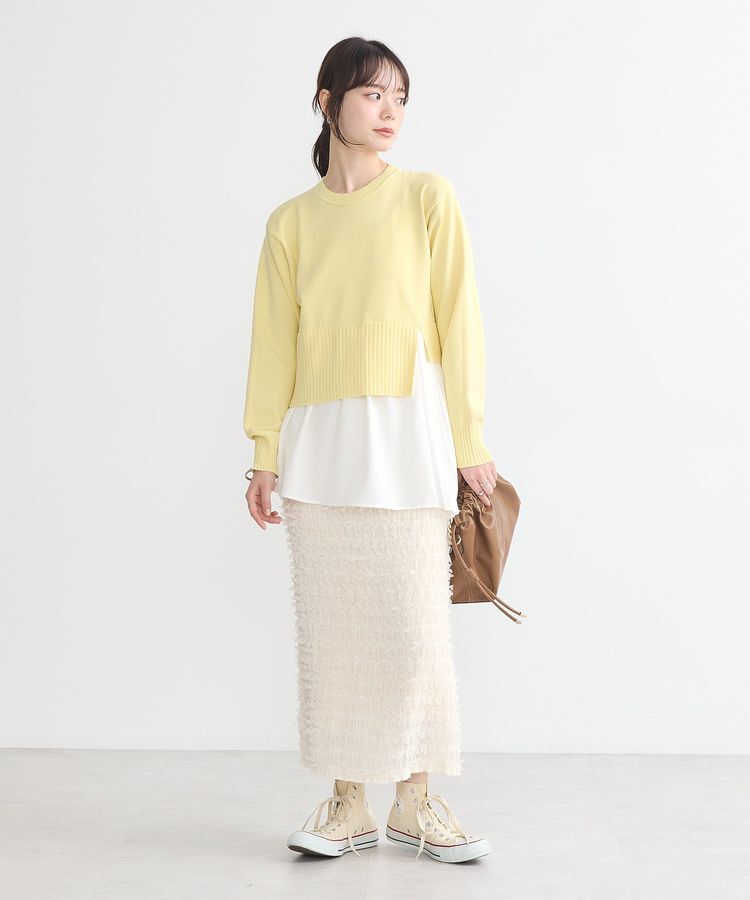 earth music&ecology「アシンメトリープリーツドッキングプルオーバー」|チュニック|