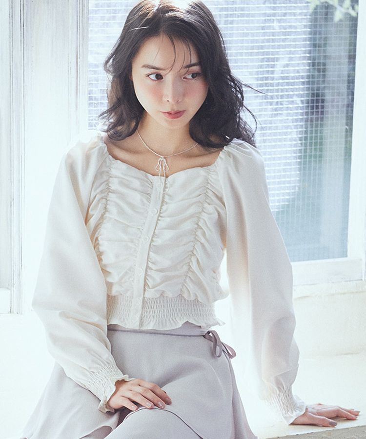 earth music&ecology「ピーチシャーリングブラウス」|シャツ・ブラウス|Off White