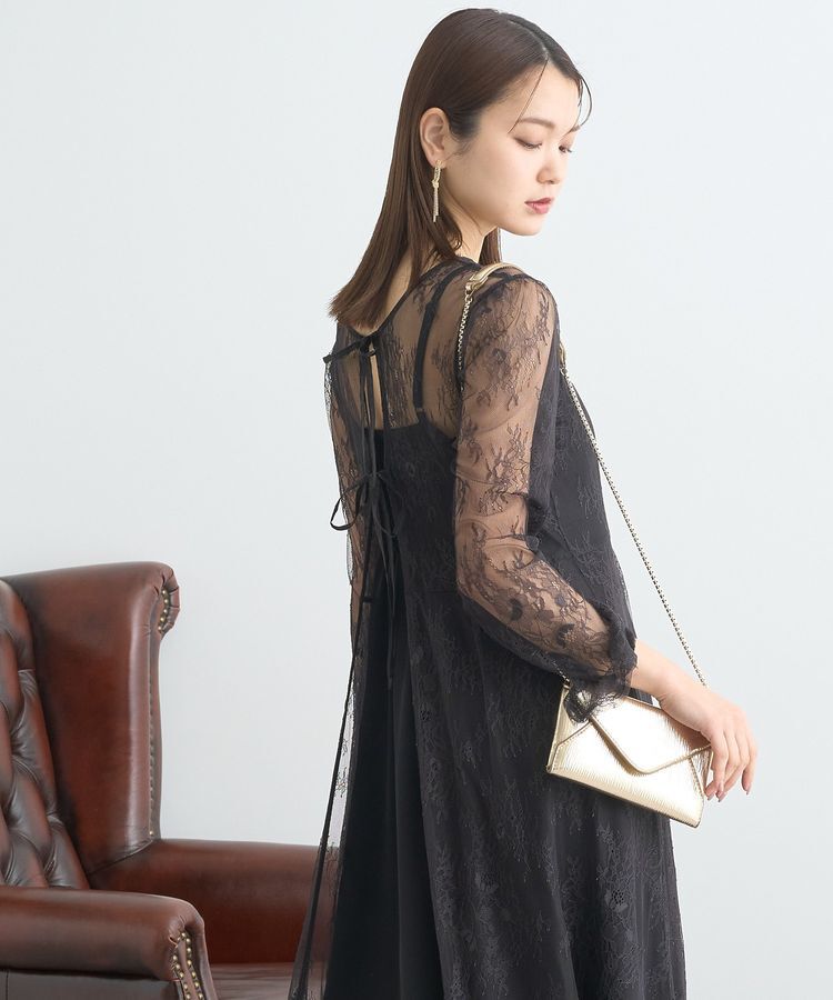 earth music&ecology「SET2点レースワンピース＋キャミワンピース」|ワンピース|Black