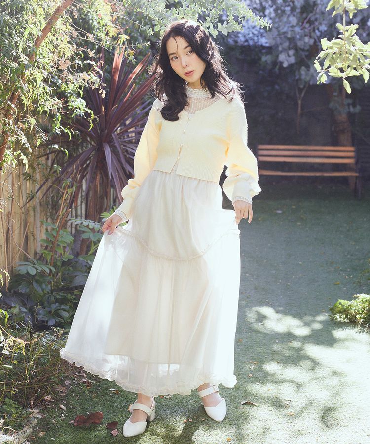 earth music&ecology「オーガンジーフリルヘムスカート」|フレア|
