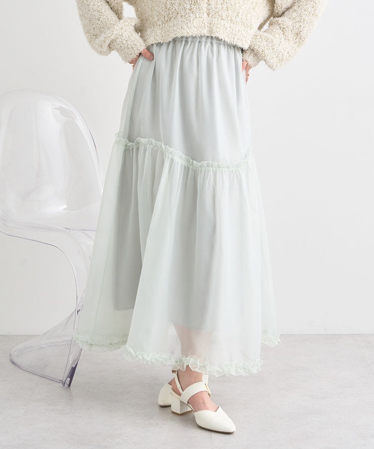 earth music&ecology「オーガンジーフリルヘムスカート」|フレア|