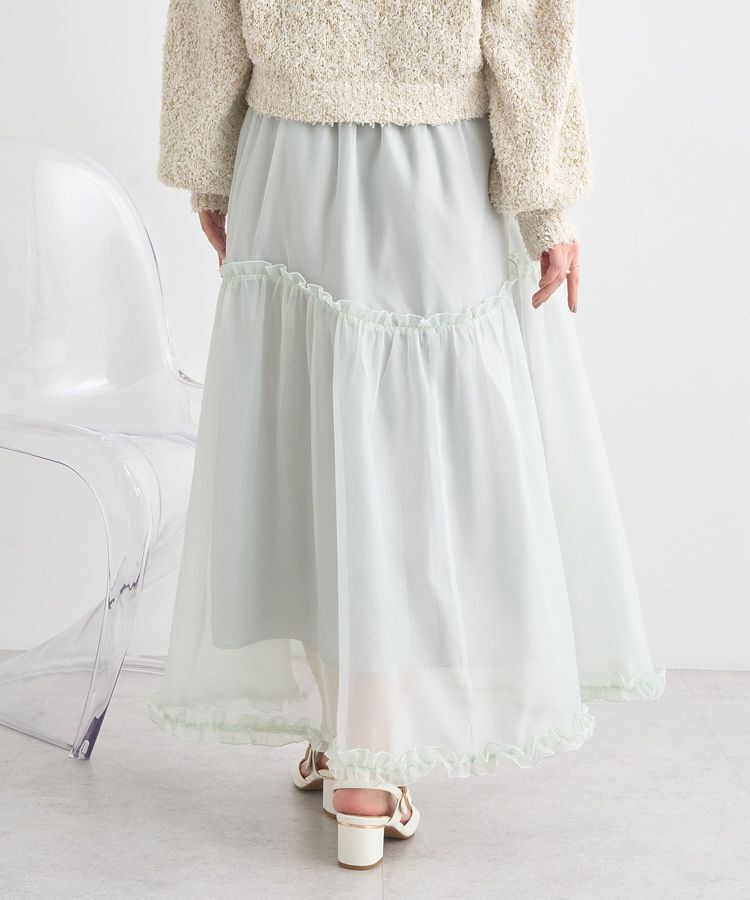earth music&ecology「オーガンジーフリルヘムスカート」|フレア|