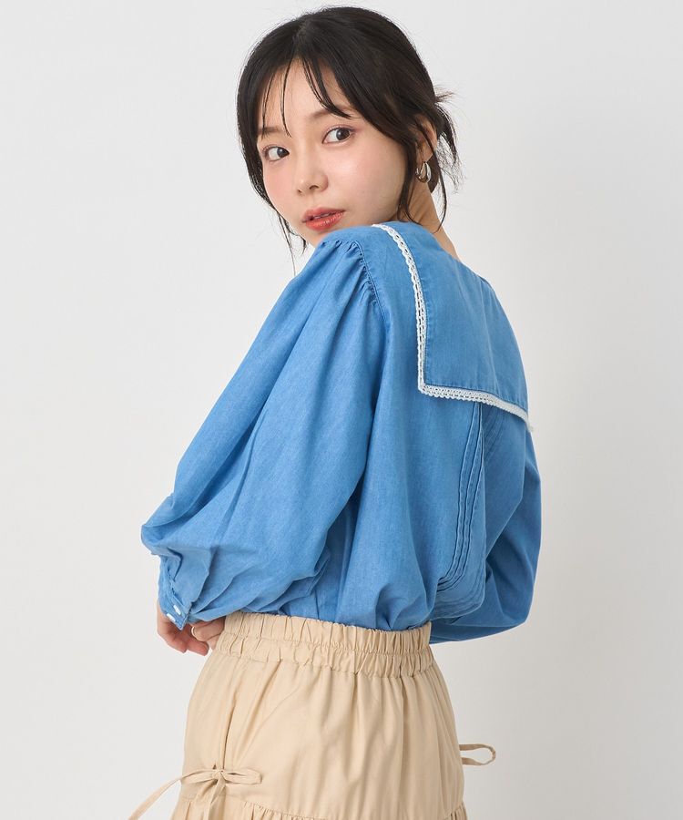 earth music&ecology「セーラーカラーブラウス」|シャツ・ブラウス|Medium Indigo