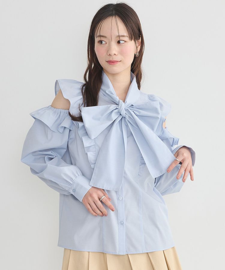 earth music&ecology「リボンラッフルブラウス」|シャツ・ブラウス|