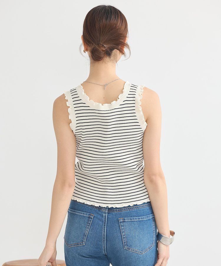 earth music&ecology「フリルニットタンクトップ」|キャミソール|