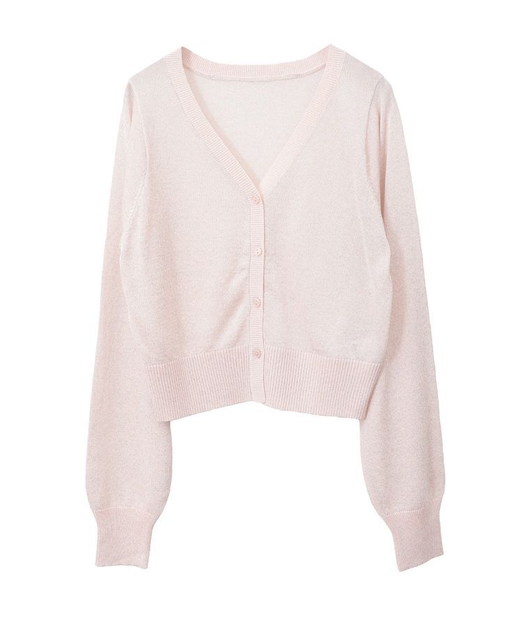 earth music&ecology「シアーラメVネックカーディガン」|カーディガン|Pink