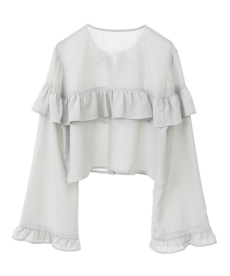 earth music&ecology「フリル切替えショートブラウス」|シャツ・ブラウス|