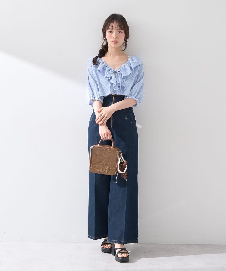 earth music&ecology「フロントZIPバックレースアップデニム」|デニム|