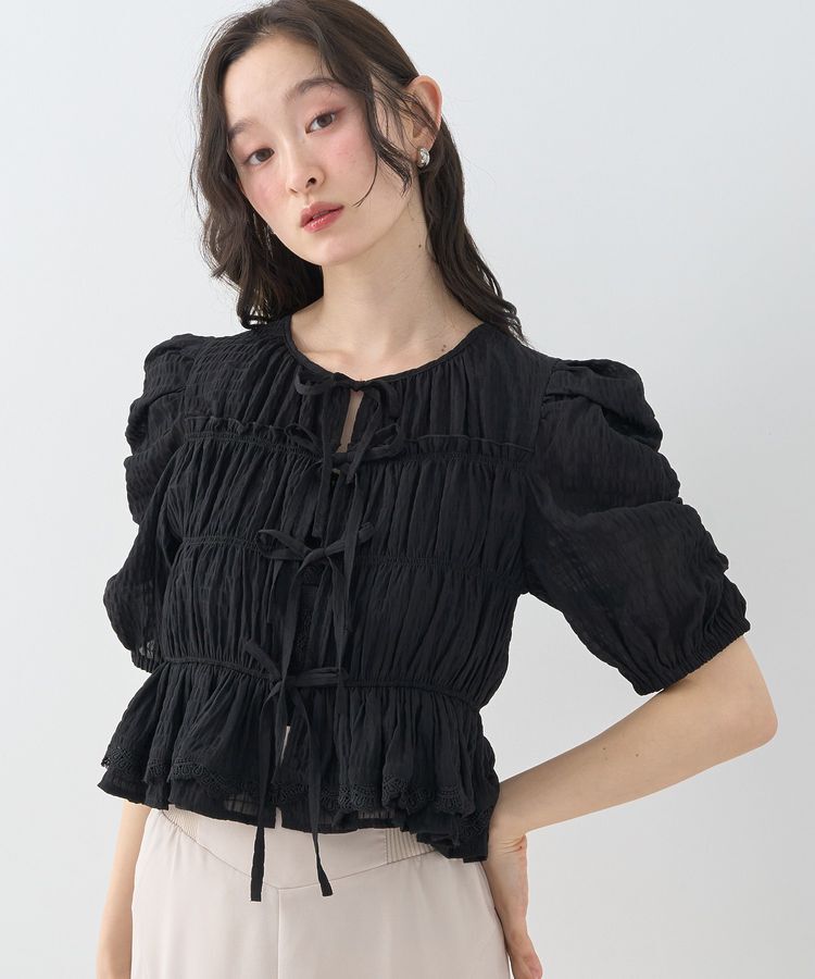 earth music&ecology「レースティアードシャーリングブラウス」|シャツ・ブラウス|Black