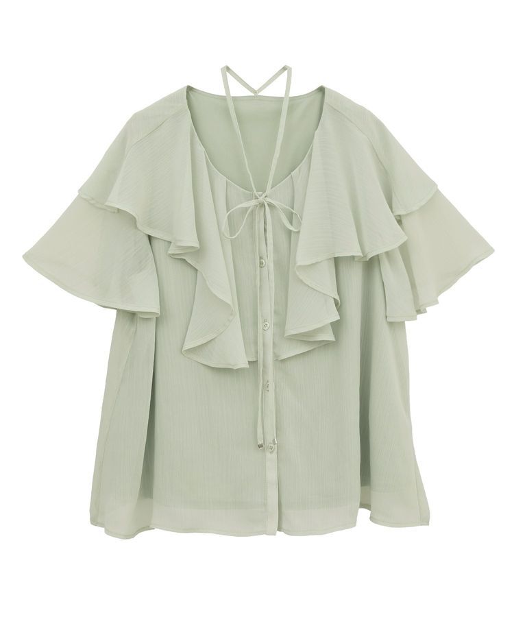 earth music&ecology「チョーカー付き楊柳ラッフルブラウス」|シャツ・ブラウス|