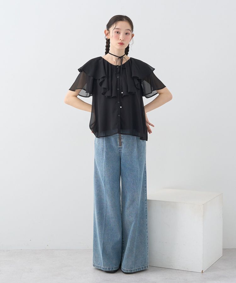 earth music&ecology「チョーカー付き楊柳ラッフルブラウス」|シャツ・ブラウス|