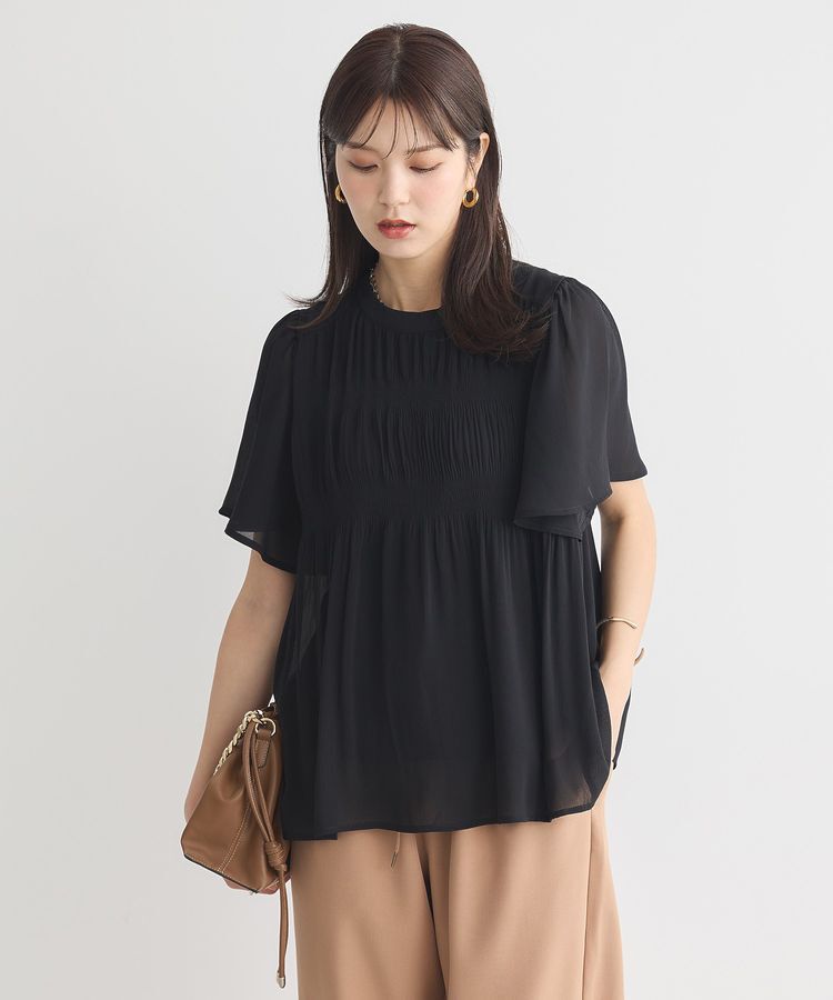 earth music&ecology「マジョリカプリーツ半袖ブラウス」|シャツ・ブラウス|