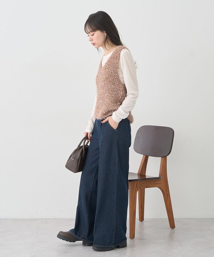 earth music&ecology「ポンポンヤーンベスト」|ベスト・ジレ|