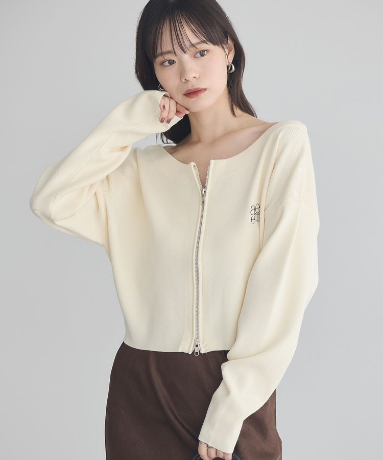 earth music&ecology「ダブルジップロゴニットプルオーバー」|ニット・セーター|