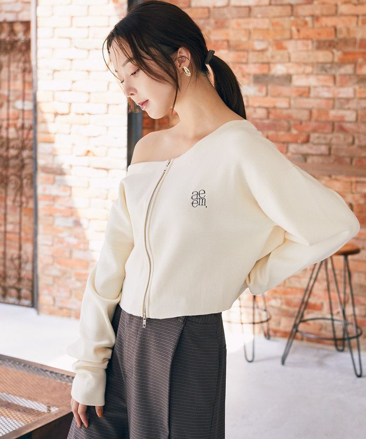 earth music&ecology「ダブルジップロゴニットプルオーバー」|ニット・セーター|