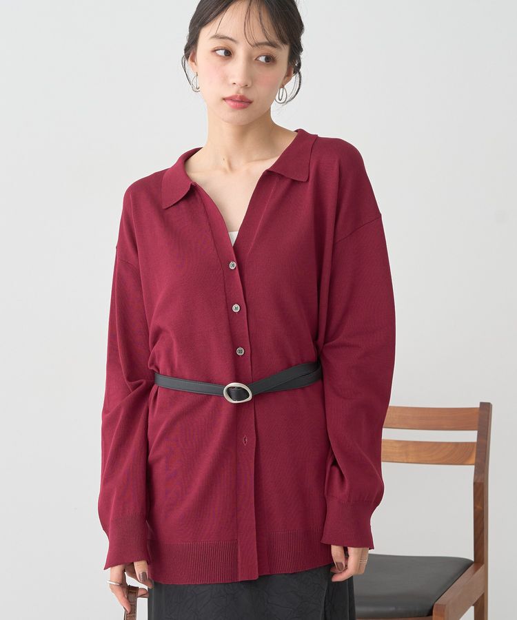 earth music&ecology「袖口スリットスキッパーカーディガン」|カーディガン|Bordeaux