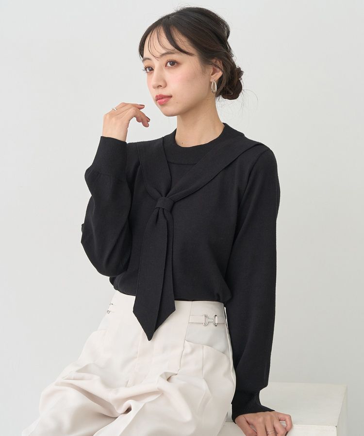 earth music&ecology「ボウタイニットプルオーバー」|ニット・セーター|