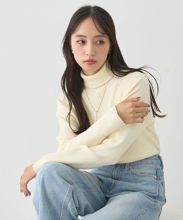 earth music&ecology「レンチング(TM)エコヴェロ(TM)(リブタートル)」|ニット・セーター|