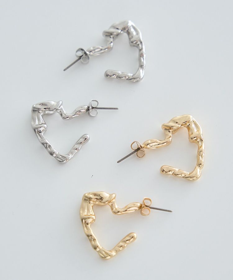 earth music&ecology「メタリックハートフープピアス」|ピアス|
