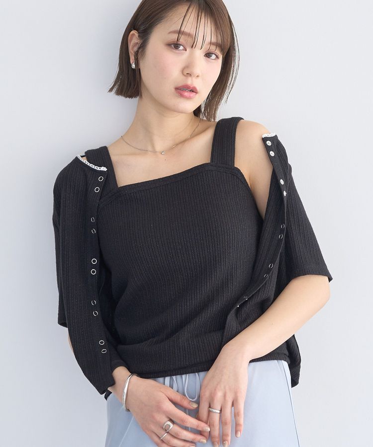 earth music&ecology「チェーンリブラメカットタンクトップ」|インナー|Black