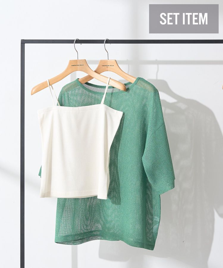 AMERICAN HOLIC「SET メッシュプルオーバー+キャミソール」|Tシャツ・カットソー|